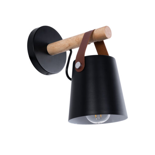 GloboStar® GLOBOSTAR® AMY 00947 Μοντέρνο Φωτιστικό Τοίχου - Απλίκα με Ντουί 1 x E27 AC 220-240V IP20 - Μαύρο & Μπεζ - Μ13 x Π22 x Υ25.5cm