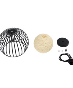 GLOBOSTAR® CARTER 00960 Μοντέρνο Κρεμαστό Φωτιστικό Οροφής με Ντουί 1 x E27 AC 220-240V IP20 - Μαύρο & Μπεζ - Μ28 x Π28 x Υ23cm 19 00960 10