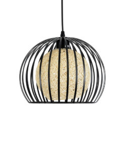 GLOBOSTAR® CARTER 00960 Μοντέρνο Κρεμαστό Φωτιστικό Οροφής με Ντουί 1 x E27 AC 220-240V IP20 - Μαύρο & Μπεζ - Μ28 x Π28 x Υ23cm 14 00960 5