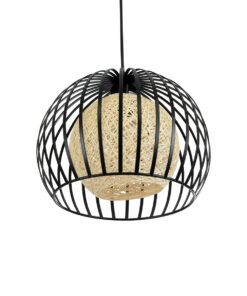 GLOBOSTAR® CARTER 00960 Μοντέρνο Κρεμαστό Φωτιστικό Οροφής με Ντουί 1 x E27 AC 220-240V IP20 - Μαύρο & Μπεζ - Μ28 x Π28 x Υ23cm 15 00960 6