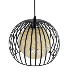 GLOBOSTAR® CARTER 00960 Μοντέρνο Κρεμαστό Φωτιστικό Οροφής με Ντουί 1 x E27 AC 220-240V IP20 - Μαύρο & Μπεζ - Μ28 x Π28 x Υ23cm 16 00960 7