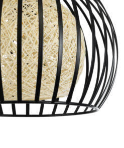 GLOBOSTAR® CARTER 00960 Μοντέρνο Κρεμαστό Φωτιστικό Οροφής με Ντουί 1 x E27 AC 220-240V IP20 - Μαύρο & Μπεζ - Μ28 x Π28 x Υ23cm 17 00960 8