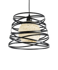 GloboStar® GLOBOSTAR® CARTER 00961 Μοντέρνο Κρεμαστό Φωτιστικό Οροφής με Ντουί 1 x E27 AC 220-240V IP20 - Μαύρο & Μπεζ - Μ32 x Π32 x Υ25cm