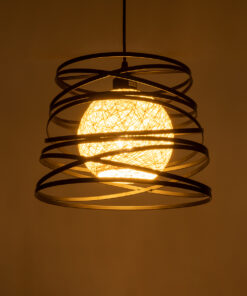 Alternative view of GLOBOSTAR® CARTER 00961 Μοντέρνο Κρεμαστό Φωτιστικό Οροφής με Ντουί 1 x E27 AC 220-240V IP20 - Μαύρο & Μπεζ - Μ32 x Π32 x Υ25cm