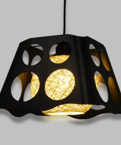 GloboStar® GLOBOSTAR® CARTER 00962 Μοντέρνο Κρεμαστό Φωτιστικό Οροφής με Ντουί 1 x E27 AC 220-240V IP20 - Μαύρο & Μπεζ - Μ28 x Π28 x Υ22cm