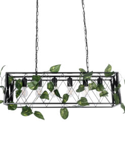 GloboStar® GLOBOSTAR® CLARITY 00964 Vintage Κρεμαστό Φωτιστικό Οροφής με Ντουί 6 x E27 AC 220-240V IP20 - Μαύρο & Πράσινο - Μ78 x Π25 x Υ22cm