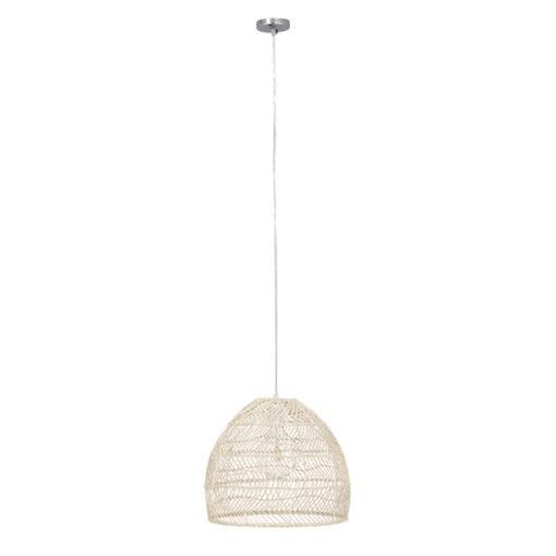 GloboStar® GLOBOSTAR® MALIBU 00968 Boho Κρεμαστό Φωτιστικό Οροφής με Ντουί 1 x E27 AC 220-240V IP20 - Λευκό Μπεζ - Μ40 x Π40 x Υ35cm