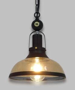 GloboStar® GLOBOSTAR® BILLIARD 00971 Vintage Κρεμαστό Φωτιστικό Οροφής με Ντουί 1 x E27 AC 220-240V IP20 - Mαύρο & Μελί - Μ25 x Π25 x Υ29cm