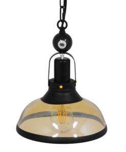 GLOBOSTAR® BILLIARD 00971 Vintage Κρεμαστό Φωτιστικό Οροφής με Ντουί 1 x E27 AC 220-240V IP20 - Mαύρο & Μελί - Μ25 x Π25 x Υ29cm 13 00971 5