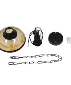 GLOBOSTAR® BILLIARD 00971 Vintage Κρεμαστό Φωτιστικό Οροφής με Ντουί 1 x E27 AC 220-240V IP20 - Mαύρο & Μελί - Μ25 x Π25 x Υ29cm 17 00971 9