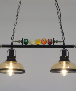 GloboStar® GLOBOSTAR® BILLIARD 00972 Vintage Κρεμαστό Φωτιστικό Οροφής με Ντουί 2 x E27 AC 220-240V IP20 - Mαύρο & Μελί - Μ71 x Π25 x Υ30cm