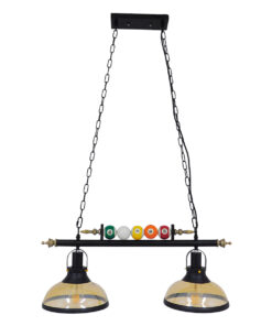 Alternative view of GLOBOSTAR® BILLIARD 00972 Vintage Κρεμαστό Φωτιστικό Οροφής με Ντουί 2 x E27 AC 220-240V IP20 - Mαύρο & Μελί - Μ71 x Π25 x Υ30cm