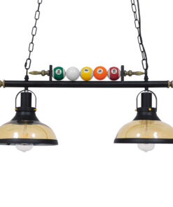 GLOBOSTAR® BILLIARD 00972 Vintage Κρεμαστό Φωτιστικό Οροφής με Ντουί 2 x E27 AC 220-240V IP20 - Mαύρο & Μελί - Μ71 x Π25 x Υ30cm 12 00972 4