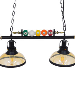 GLOBOSTAR® BILLIARD 00972 Vintage Κρεμαστό Φωτιστικό Οροφής με Ντουί 2 x E27 AC 220-240V IP20 - Mαύρο & Μελί - Μ71 x Π25 x Υ30cm 13 00972 5