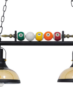 GLOBOSTAR® BILLIARD 00972 Vintage Κρεμαστό Φωτιστικό Οροφής με Ντουί 2 x E27 AC 220-240V IP20 - Mαύρο & Μελί - Μ71 x Π25 x Υ30cm 15 00972 7