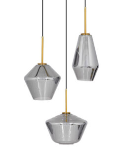 GloboStar® GLOBOSTAR® AMARIS 00976 Μοντέρνο Κρεμαστό Φωτιστικό Οροφής με Ντουί 3 x E27 AC 220-240V IP20 - Χρυσό & Ασημί - Μ50 x Π50 x Y30cm