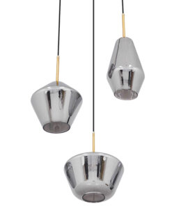 GLOBOSTAR® AMARIS 00976 Μοντέρνο Κρεμαστό Φωτιστικό Οροφής με Ντουί 3 x E27 AC 220-240V IP20 - Χρυσό & Ασημί - Μ50 x Π50 x Y30cm 9 00976 4