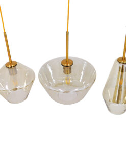 Alternative view of GLOBOSTAR® AMARIS 00977 Μοντέρνο Κρεμαστό Φωτιστικό Οροφής με Ντουί 3 x E27 AC 220-240V IP20 - Χρυσό & Μελί - Μ75 x Π30 x Υ30cm