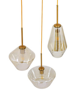 Alternative view of GLOBOSTAR® AMARIS 00978 Μοντέρνο Κρεμαστό Φωτιστικό Οροφής με Ντουί 3 x E27 AC 220-240V IP20 - Χρυσό Πλατίνα & Μελί - Μ50 x Π50 x Υ30cm