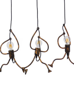 GloboStar® GLOBOSTAR® LITTLE MAN 00979 Μοντέρνο Κρεμαστό Φωτιστικό Οροφής με Ντουί 3 x E27 AC 220-240V IP20 - Χάλκινο - Μ70 x Π10 x Υ105cm