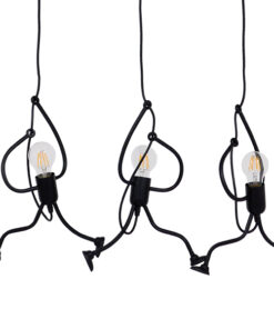 GloboStar® GLOBOSTAR® LITTLE MAN 00980 Μοντέρνο Κρεμαστό Φωτιστικό Οροφής με Ντουί 3 x E27 AC 220-240V IP20 - Μαύρο - Μ70 x Π10 x Υ105cm