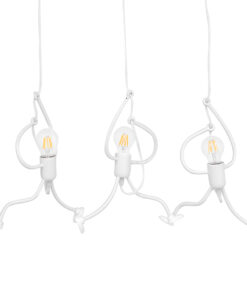 GloboStar® GLOBOSTAR® LITTLE MAN 00981 Μοντέρνο Κρεμαστό Φωτιστικό Οροφής με Ντουί 3 x E27 AC 220-240V IP20 - Λευκό - Μ70 x Π10 x Υ105cm