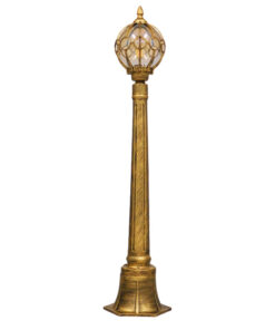 GloboStar® GloboStar® ETOILE 00985 Vintage Φωτιστικό Κολωνάκι Κήπου Μονόφωτο 1 x E27 Μπρονζέ Χρυσό Μεταλλικό Πλέγμα με Μελί Γυάλινη Μπάλα D18 x H102cm