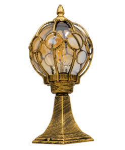 GloboStar® GloboStar® ETOILE 00986 Vintage Φωτιστικό Δαπέδου Μονόφωτο 1 x E27 Μπρονζέ Χρυσό Μεταλλικό Πλέγμα με Μελί Γυάλινη Μπάλα D18 x H38cm