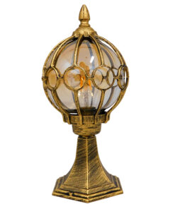 Alternative view of GloboStar® ETOILE 00986 Vintage Φωτιστικό Δαπέδου Μονόφωτο 1 x E27 Μπρονζέ Χρυσό Μεταλλικό Πλέγμα με Μελί Γυάλινη Μπάλα D18 x H38cm