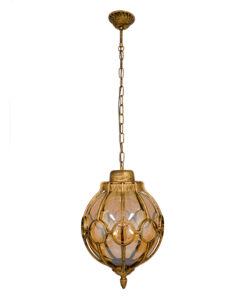 GloboStar® GLOBOSTAR® ETOILE 00987 Vintage Κρεμαστό Φωτιστικό Οροφής με Ντουί 1 x E27 AC 220-240V IP20 - Μπρούτζινο & Μελί - Μ28 x Π28 x Y38cm