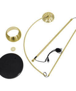 GloboStar® PRAGUE 00991 Μοντέρνο Επιδαπέδιο Φωτιστικό Μονόφωτο 1 x E27 IP20 Χρυσό Μέταλλο με Μαύρο Μάρμαρο - Μ90 x Π29.5 x Υ180cm 27 00991 12