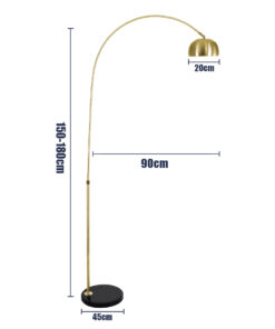 GloboStar® PRAGUE 00991 Μοντέρνο Επιδαπέδιο Φωτιστικό Μονόφωτο 1 x E27 IP20 Χρυσό Μέταλλο με Μαύρο Μάρμαρο - Μ90 x Π29.5 x Υ180cm 28 00991 13
