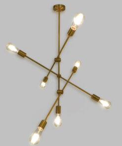 GloboStar® GLOBOSTAR® ESTHER 00993 Μοντέρνο Κρεμαστό Φωτιστικό Οροφής με Ντουί 7 x E27 AC 220-240V IP20 - Χρυσό - Μ75 x Π75 x Υ88cm