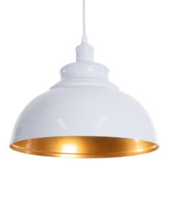 GloboStar® GLOBOSTAR® ANDY 00999 Μοντέρνο Κρεμαστό Φωτιστικό Οροφής με Ντουί 1 x E27 AC 220-240V IP20 - Λευκό & Χρυσό - Μ35 x Π35 x Υ28cm