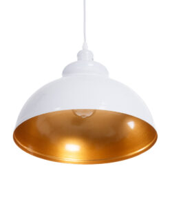 GLOBOSTAR® ANDY 00999 Μοντέρνο Κρεμαστό Φωτιστικό Οροφής με Ντουί 1 x E27 AC 220-240V IP20 - Λευκό & Χρυσό - Μ35 x Π35 x Υ28cm 14 00999 6