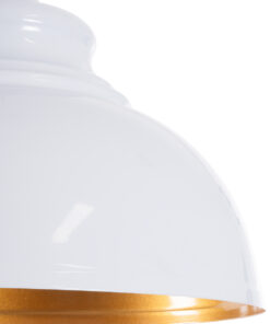 GLOBOSTAR® ANDY 00999 Μοντέρνο Κρεμαστό Φωτιστικό Οροφής με Ντουί 1 x E27 AC 220-240V IP20 - Λευκό & Χρυσό - Μ35 x Π35 x Υ28cm 16 00999 8