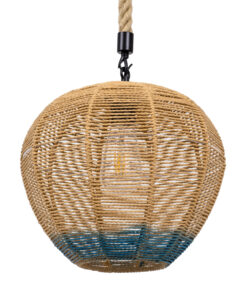 GloboStar® GLOBOSTAR® SIMON 00726 Boho Κρεμαστό Φωτιστικό Οροφής με Ντουί 1 x E27 AC 220-240V IP20 - Μπεζ & Μπλε - Μ30 x Π30 x Υ30cm