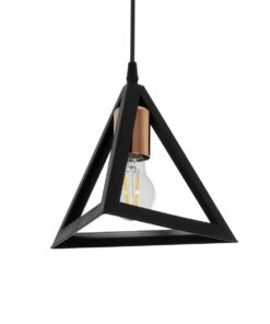 GloboStar® GLOBOSTAR® TRIANGLE 203-0161 Μοντέρνο Κρεμαστό Φωτιστικό Οροφής με Ντουί 1 x E27 AC 220-240V IP20 - Μάυρο & Χάλκινο - Μ24 x Π24 x Υ22cm