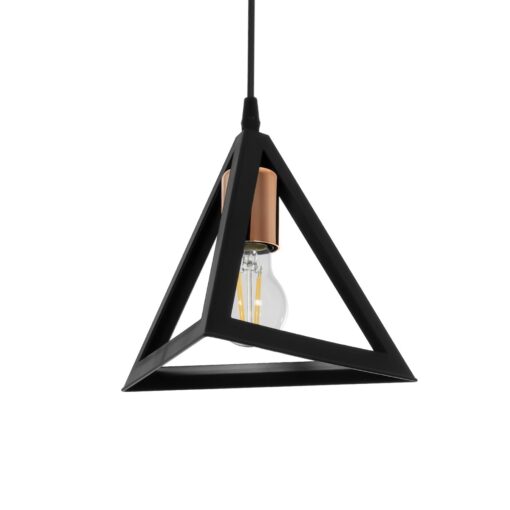 GloboStar® GLOBOSTAR® TRIANGLE 203-0161 Μοντέρνο Κρεμαστό Φωτιστικό Οροφής με Ντουί 1 x E27 AC 220-240V IP20 - Μάυρο & Χάλκινο - Μ24 x Π24 x Υ22cm