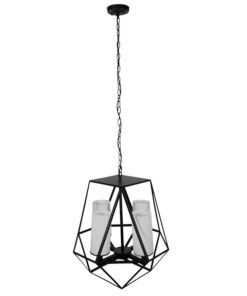 GLOBOSTAR® DASTAR 01001-1 Vintage Κρεμαστό Φωτιστικό Οροφής με Ντουί 4 x E27 AC 220-240V IP20 - Μαύρο & Λευκό - Μ52 x Π52 x Υ53cm 13 01001 1 3