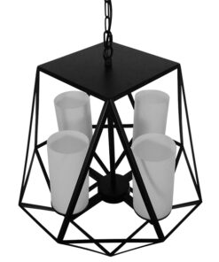 GLOBOSTAR® DASTAR 01001-1 Vintage Κρεμαστό Φωτιστικό Οροφής με Ντουί 4 x E27 AC 220-240V IP20 - Μαύρο & Λευκό - Μ52 x Π52 x Υ53cm 15 01001 1 5