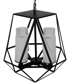 GLOBOSTAR® DASTAR 01001-1 Vintage Κρεμαστό Φωτιστικό Οροφής με Ντουί 4 x E27 AC 220-240V IP20 - Μαύρο & Λευκό - Μ52 x Π52 x Υ53cm 18 01001 1 8