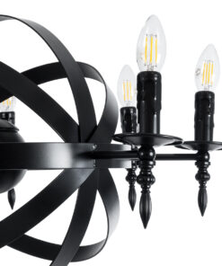 GLOBOSTAR® ESTELLE 01003 Vintage Κρεμαστό Φωτιστικό Οροφής με Ντουί 8 x E14 AC 220-240V IP20 - Μαύρο - Μ65 x Π65 x Y50cm 20 01003 11