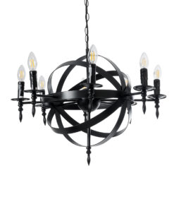 GloboStar® GLOBOSTAR® ESTELLE 01003 Vintage Κρεμαστό Φωτιστικό Οροφής με Ντουί 8 x E14 AC 220-240V IP20 - Μαύρο - Μ65 x Π65 x Y50cm