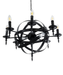 GLOBOSTAR® ESTELLE 01003 Vintage Κρεμαστό Φωτιστικό Οροφής με Ντουί 8 x E14 AC 220-240V IP20 - Μαύρο - Μ65 x Π65 x Y50cm 16 01003 6