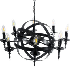 GLOBOSTAR® ESTELLE 01003 Vintage Κρεμαστό Φωτιστικό Οροφής με Ντουί 8 x E14 AC 220-240V IP20 - Μαύρο - Μ65 x Π65 x Y50cm 17 01003 7