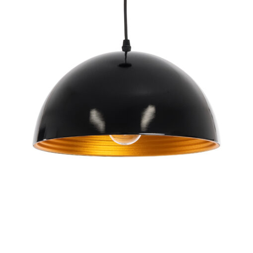GloboStar® GLOBOSTAR® MEDEA 01004 Μοντέρνο Κρεμαστό Φωτιστικό Οροφής με Ντουί 1 x E27 AC 220-240V IP20 - Μαύρο & Χρυσό - Μ30 x Π30 x Υ16cm