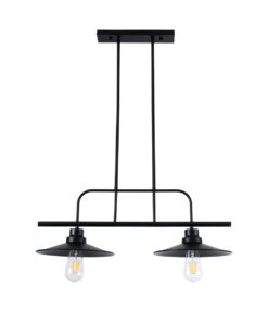 GloboStar® GLOBOSTAR® REGAL 01007 Vintage Φωτιστικό Οροφής με Ντουί 2 x E27 AC 220-240V IP20 - Μαύρο - Μ67 x Π26 x Υ85cm