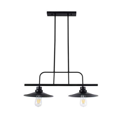 GloboStar® GLOBOSTAR® REGAL 01007 Vintage Φωτιστικό Οροφής με Ντουί 2 x E27 AC 220-240V IP20 - Μαύρο - Μ67 x Π26 x Υ85cm
