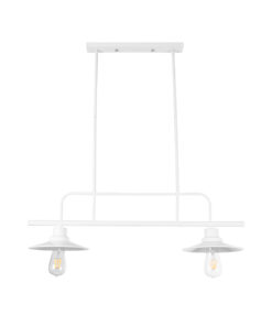 GloboStar® GloboStar® REGAL 01008 Vintage Φωτιστικό Οροφής Ράγα Δίφωτο 2 x E27 IP20 Λευκό Μέταλλο - Μ80 x Π26 x Υ82cm